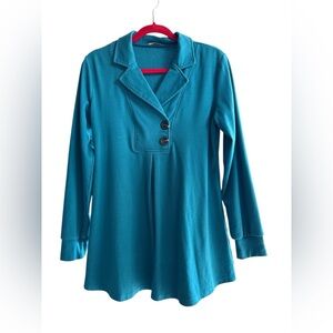 Elegant Teal Button-Down Women's Shirt